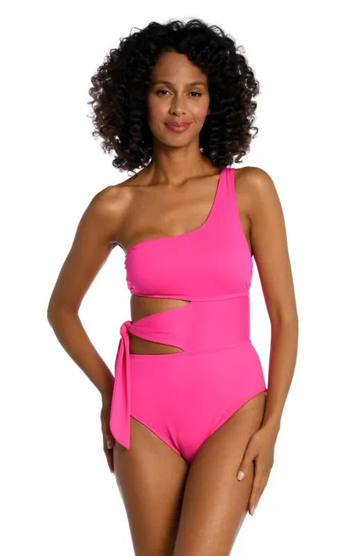 Island Goddess Cutout One Shoulder One Piece - Pop Pink - FINAL SALE sold by La Blanca