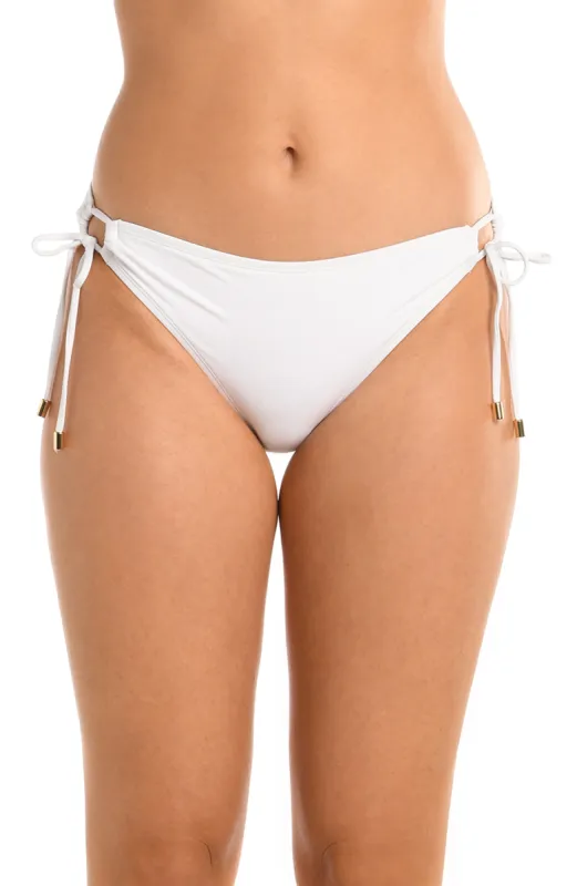 Island Goddess Side Tie Hipster Bottom - White sold by La Blanca