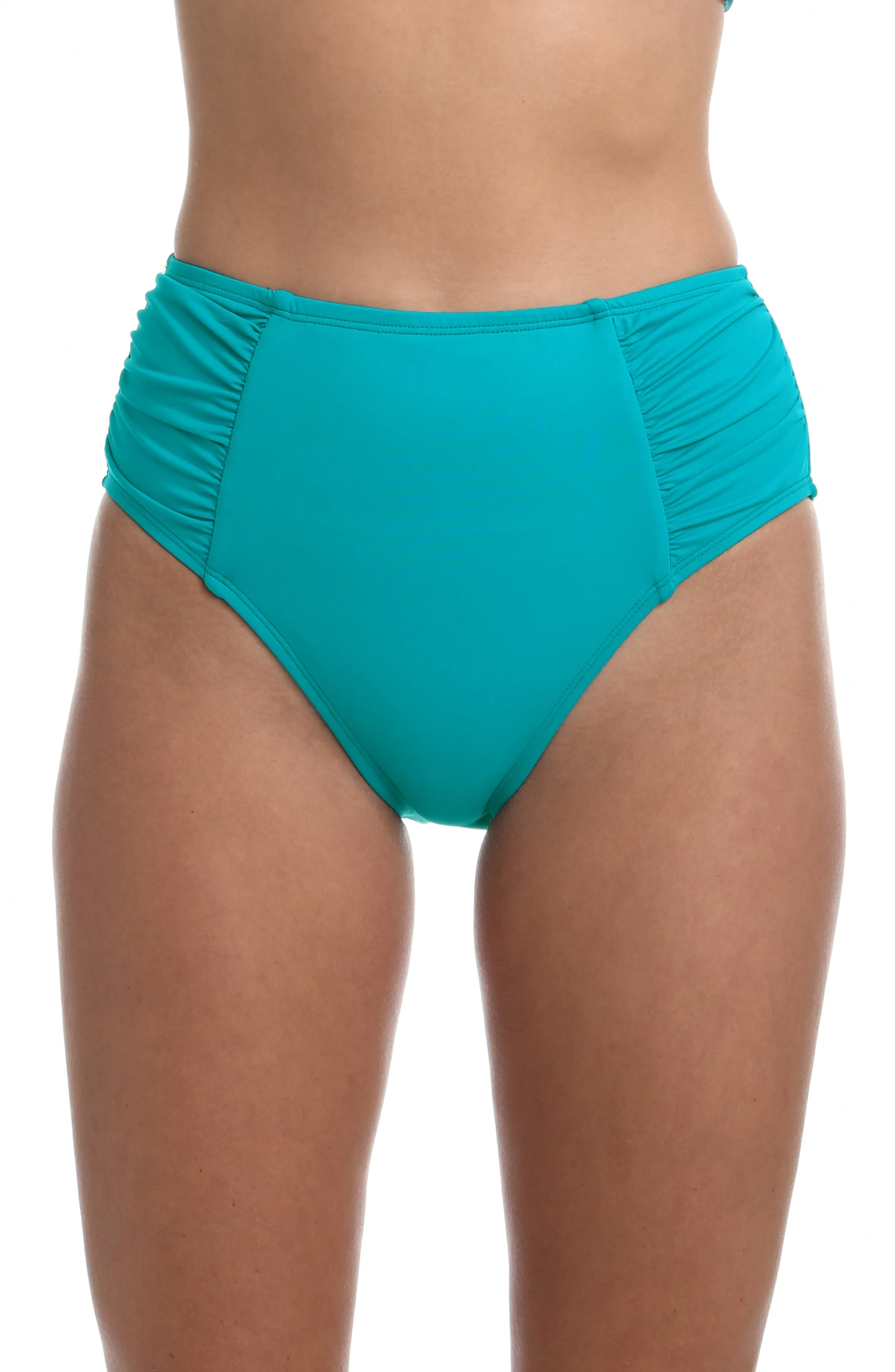 Island Goddess Side Shirred High Waist Bottom - Turquoise (Final Sale) sold by La Blanca