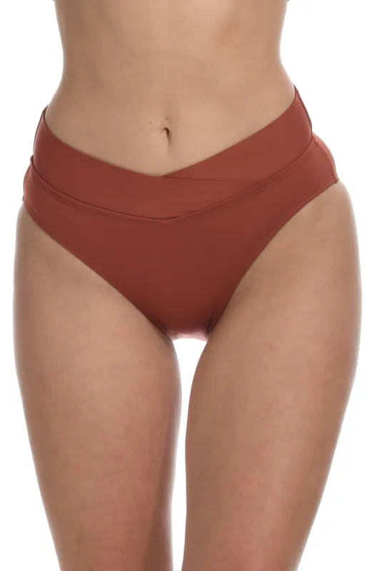 Island Goddess Crossover High Waist Bottom - FINAL SALE - Cinnamon sold by La Blanca