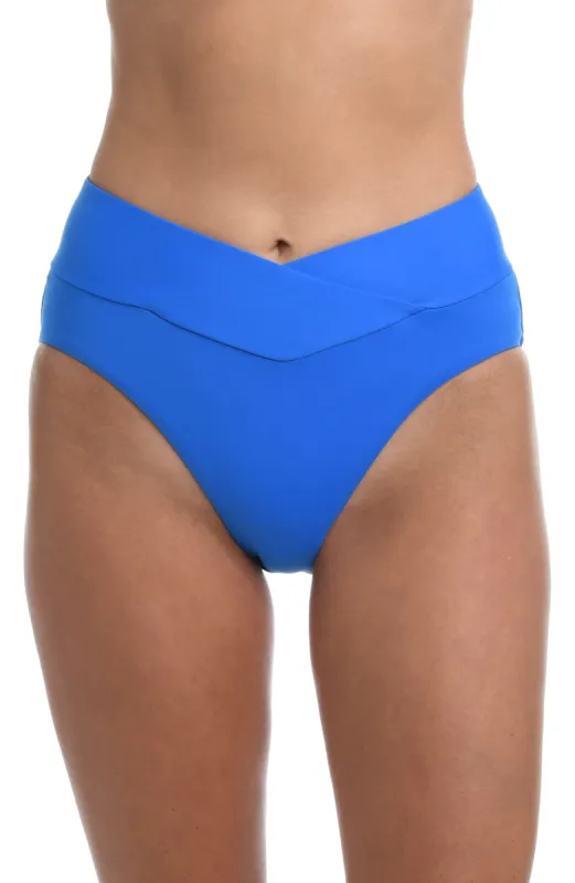 Island Goddess Crossover High Waist Bottom - Capri Blue - FINAL SALE sold by La Blanca