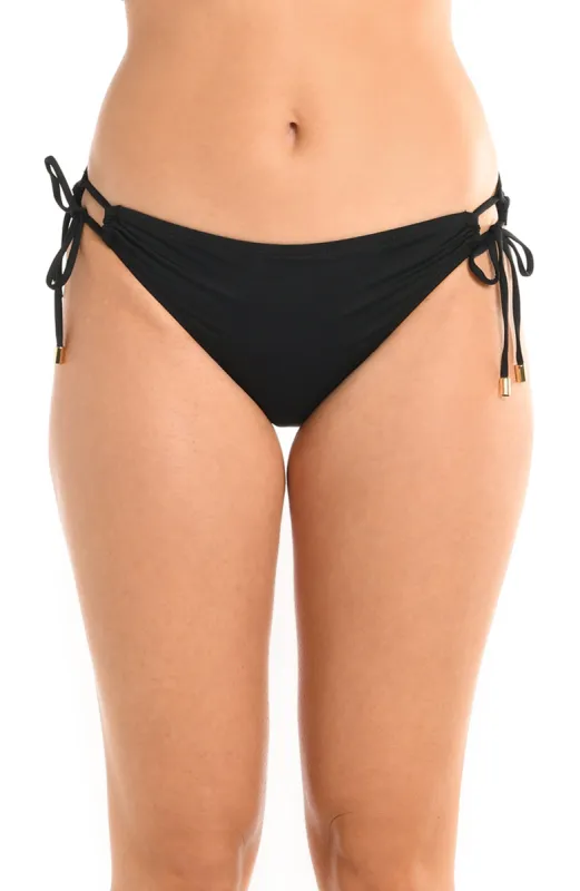 Island Goddess Side Tie Hipster Bottom - Black sold by La Blanca