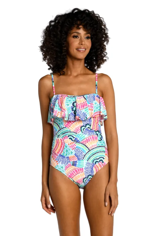 Waves Of Color Ruffle Bandeau One Piece - FINAL SALE sold by La Blanca