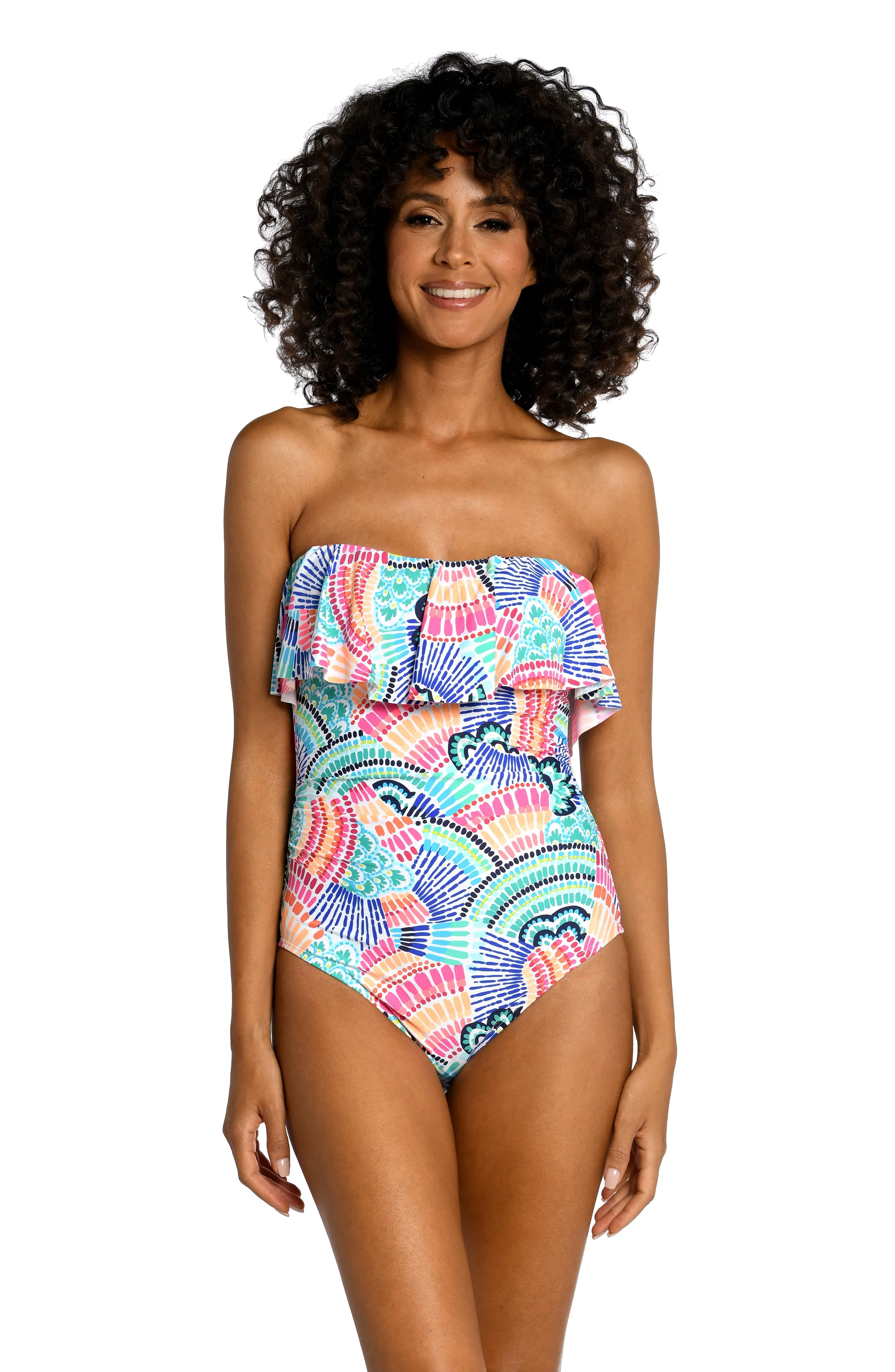 Waves Of Color Ruffle Bandeau One Piece - FINAL SALE sold by La Blanca product image thumbnail 3