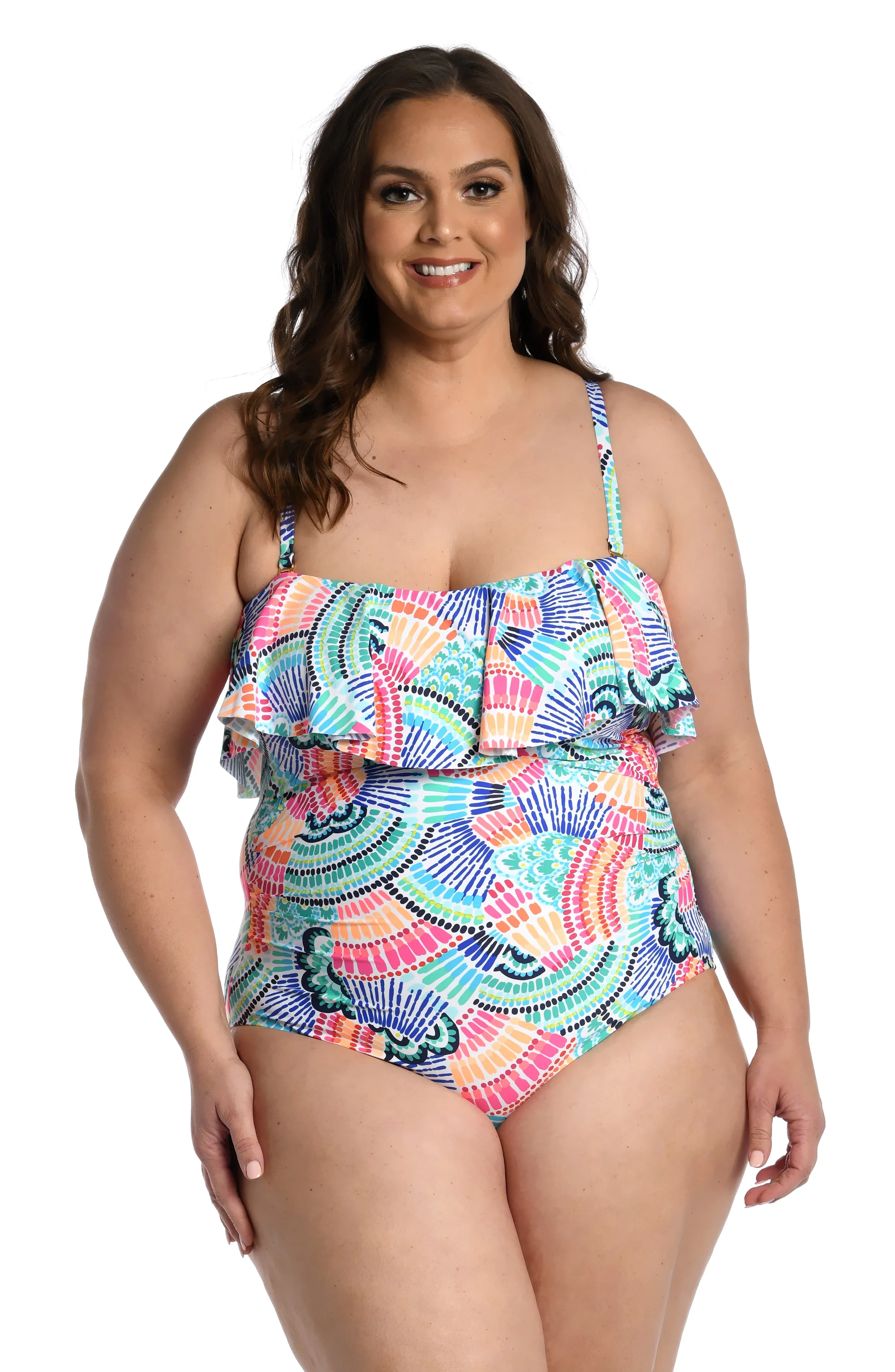 Waves Of Color Ruffle Bandeau One Piece - FINAL SALE sold by La Blanca product image thumbnail 4