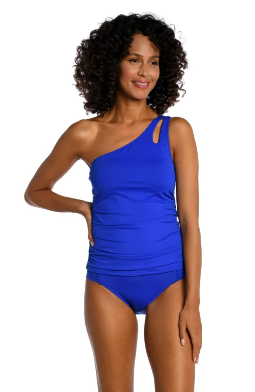 Island Goddess One Shoulder Keyhole Tankini Top - Sapphire (Final Sale) sold by La Blanca