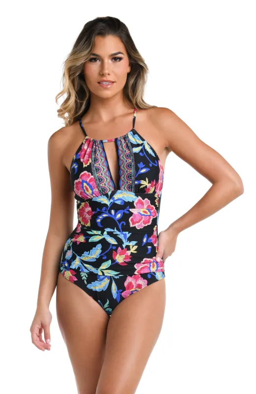 Midnight Magic High-Neck Keyhole One Piece - FINAL SALE sold by La Blanca