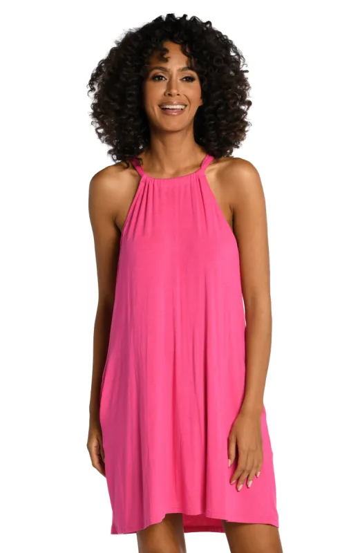 Draped Darling High Neck Dress sold by La Blanca