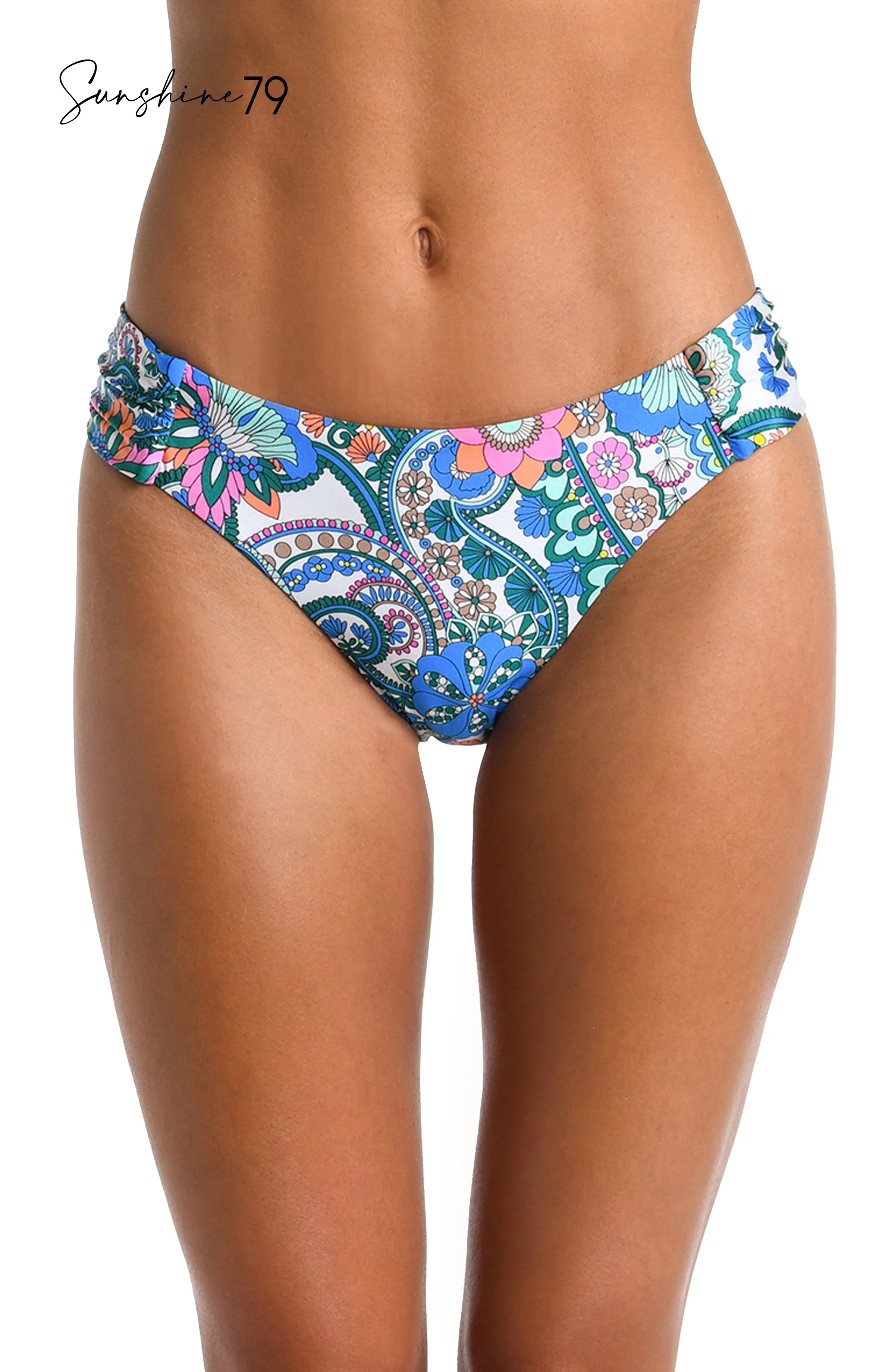 Sunshine 79 Feel Good Paisley Side Shirred Hipster Bottom sold by La Blanca