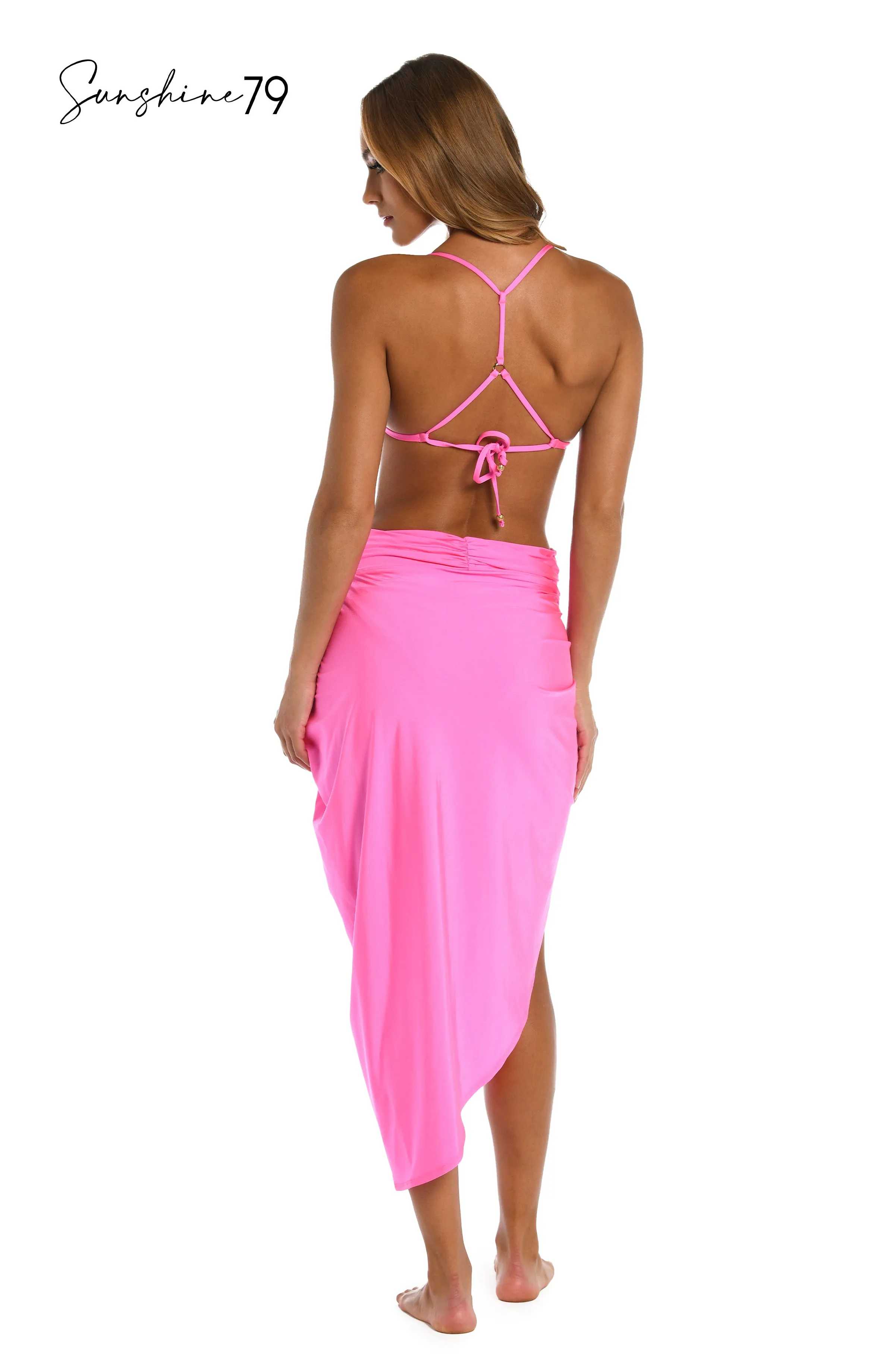 Sunshine 79 Sunshine Solids Pull-On Faux Pareo Cover Up - Electric Pink sold by La Blanca product image thumbnail 4