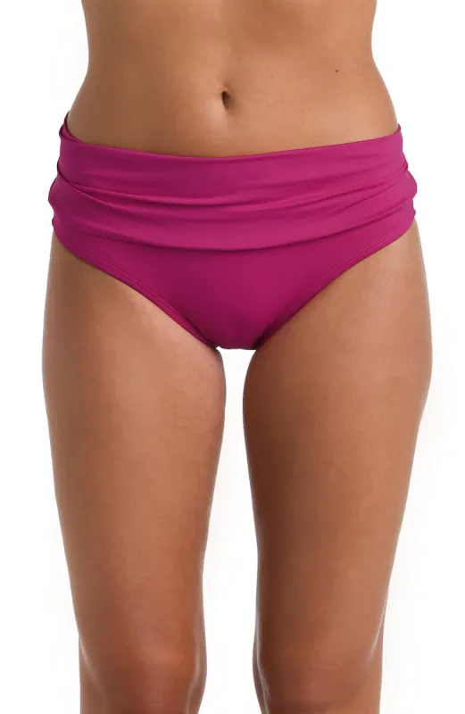 Island Goddess Shirred Band Hipster Bottom - Magenta - FINAL SALE sold by La Blanca