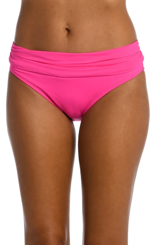 Island Goddess Shirred Band Hipster Bottom - Pop Pink - FINAL SALE sold by La Blanca