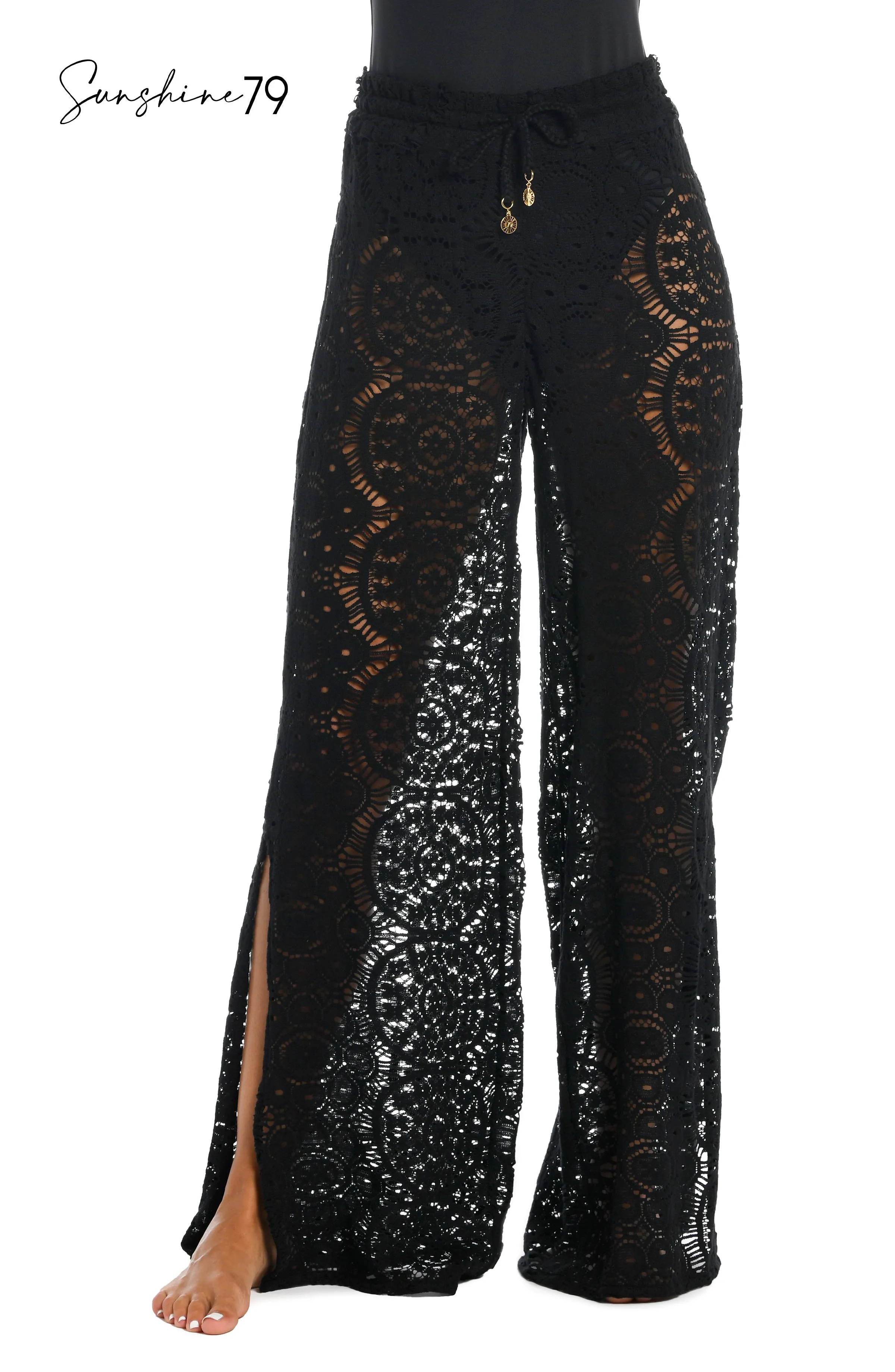 Sunshine 79 Chillin' Crochet Beach Pant Cover Up - Black - FINAL SALE sold by La Blanca