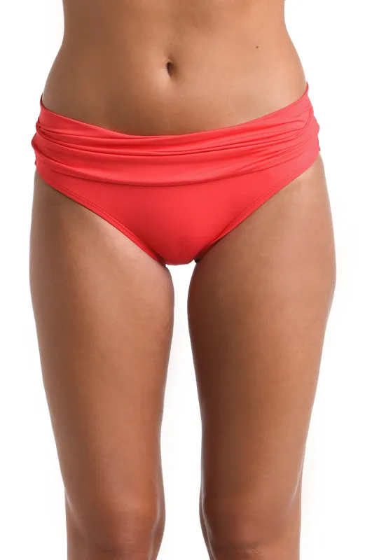 Island Goddess Ruched Band Hipster Bottom - Guava - FINAL SALE sold by La Blanca