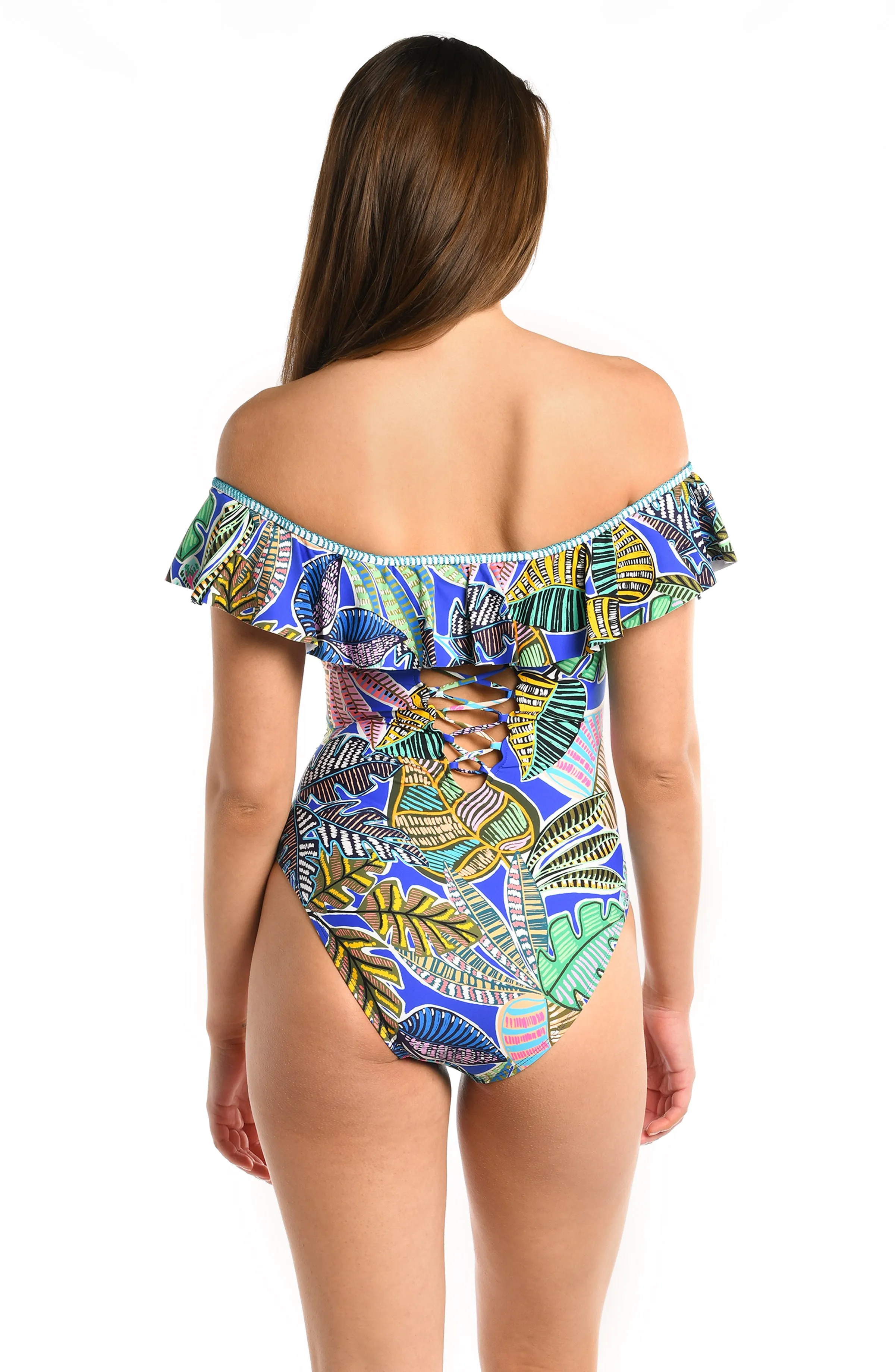 Neon Nights Off Shoulder Ruffle One Piece - FINAL SALE sold by La Blanca product image thumbnail 2