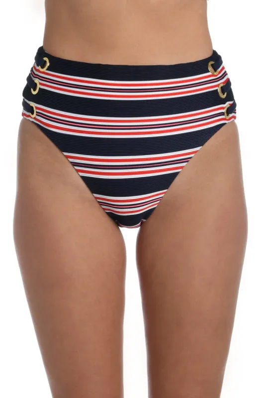 Sailor Stripe High-Waist Bottom sold by La Blanca