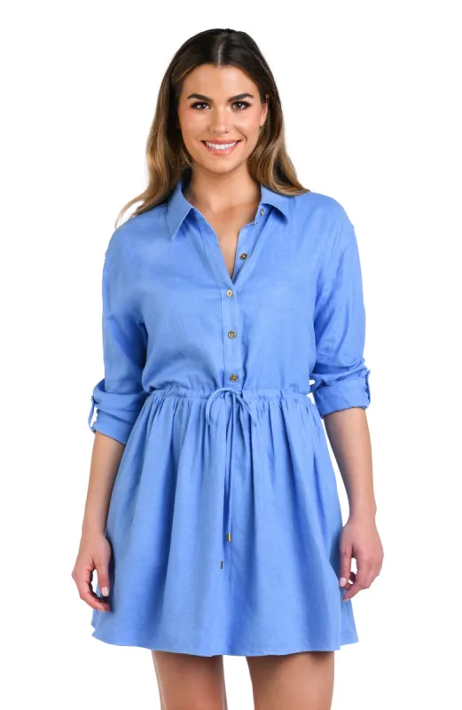 Delphine Coast Shirt Dress Cover Up - Chambray - FINAL SALE sold by La Blanca