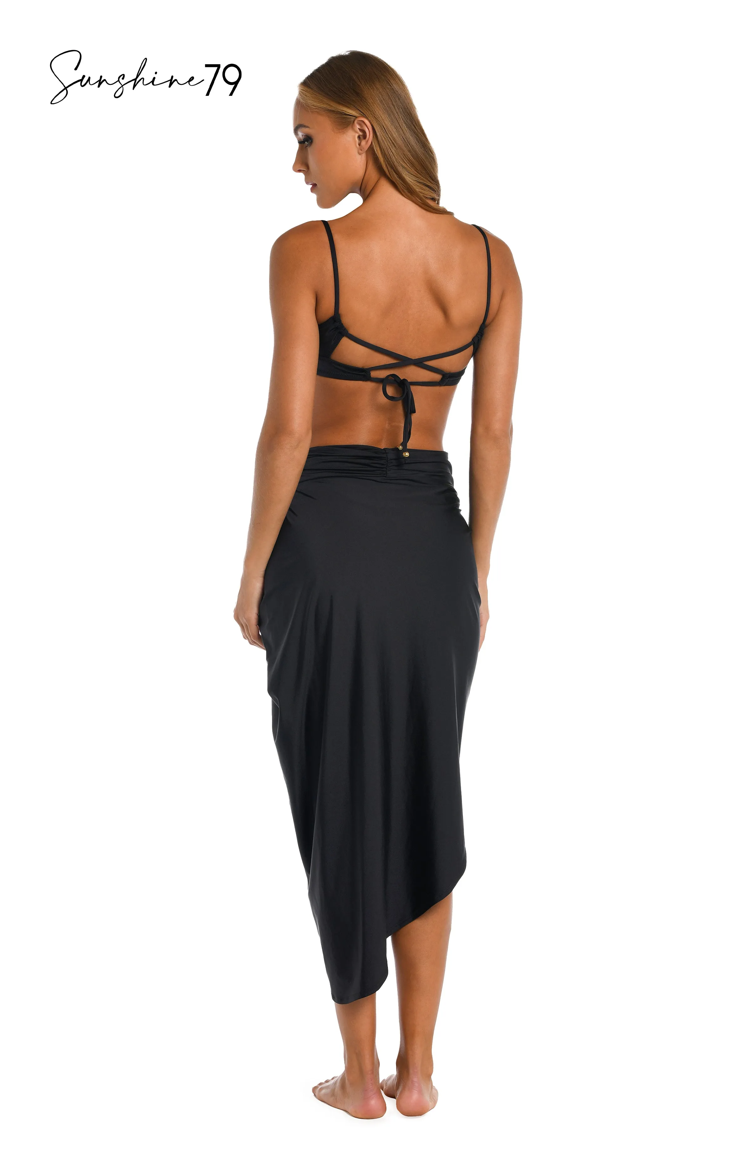 Sunshine 79 Sunshine Solids Pull-On Faux Pareo Cover Up - Black sold by La Blanca product image thumbnail 4