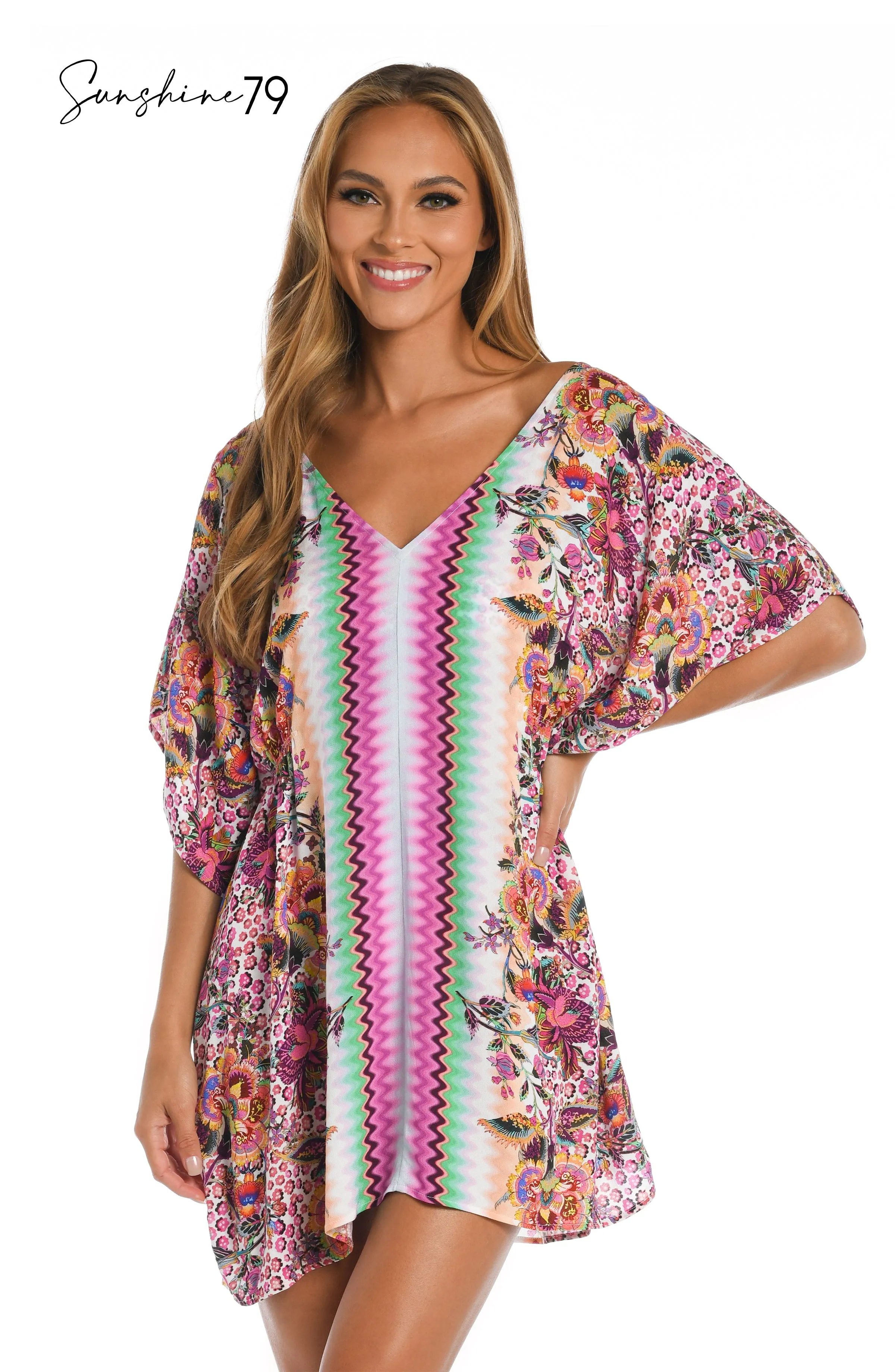 Sunshine 79 Flora Festival V-Neck Caftan Cover Up - FINAL SALE sold by La Blanca