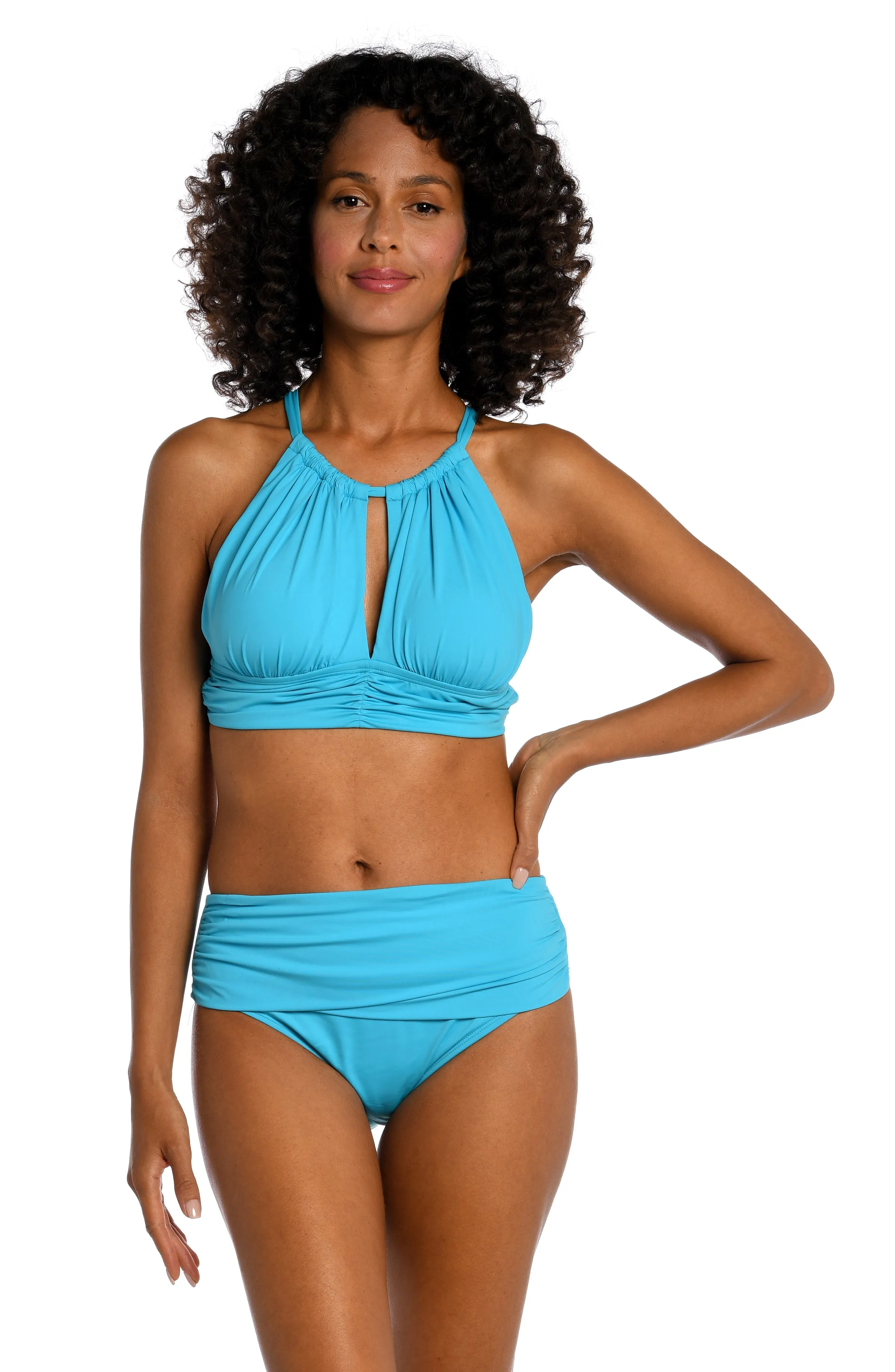 Island Goddess High-Neck Midkini Top - Azul (Final Sale) sold by La Blanca