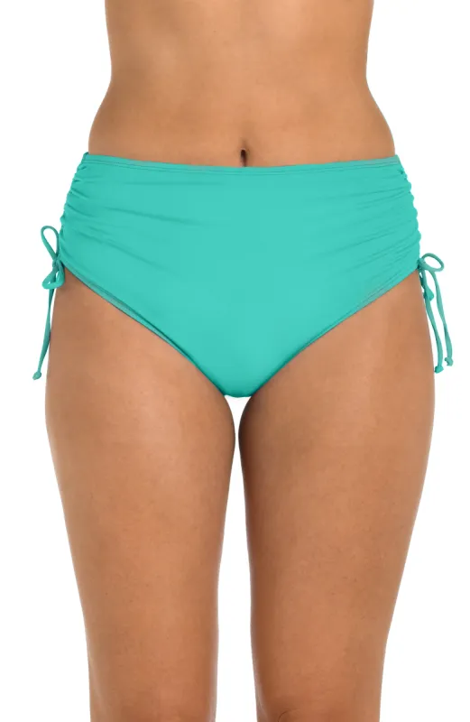 24th & Ocean Solid Mid Waist Side Tie Hipster Bottom - FINAL SALE sold by La Blanca