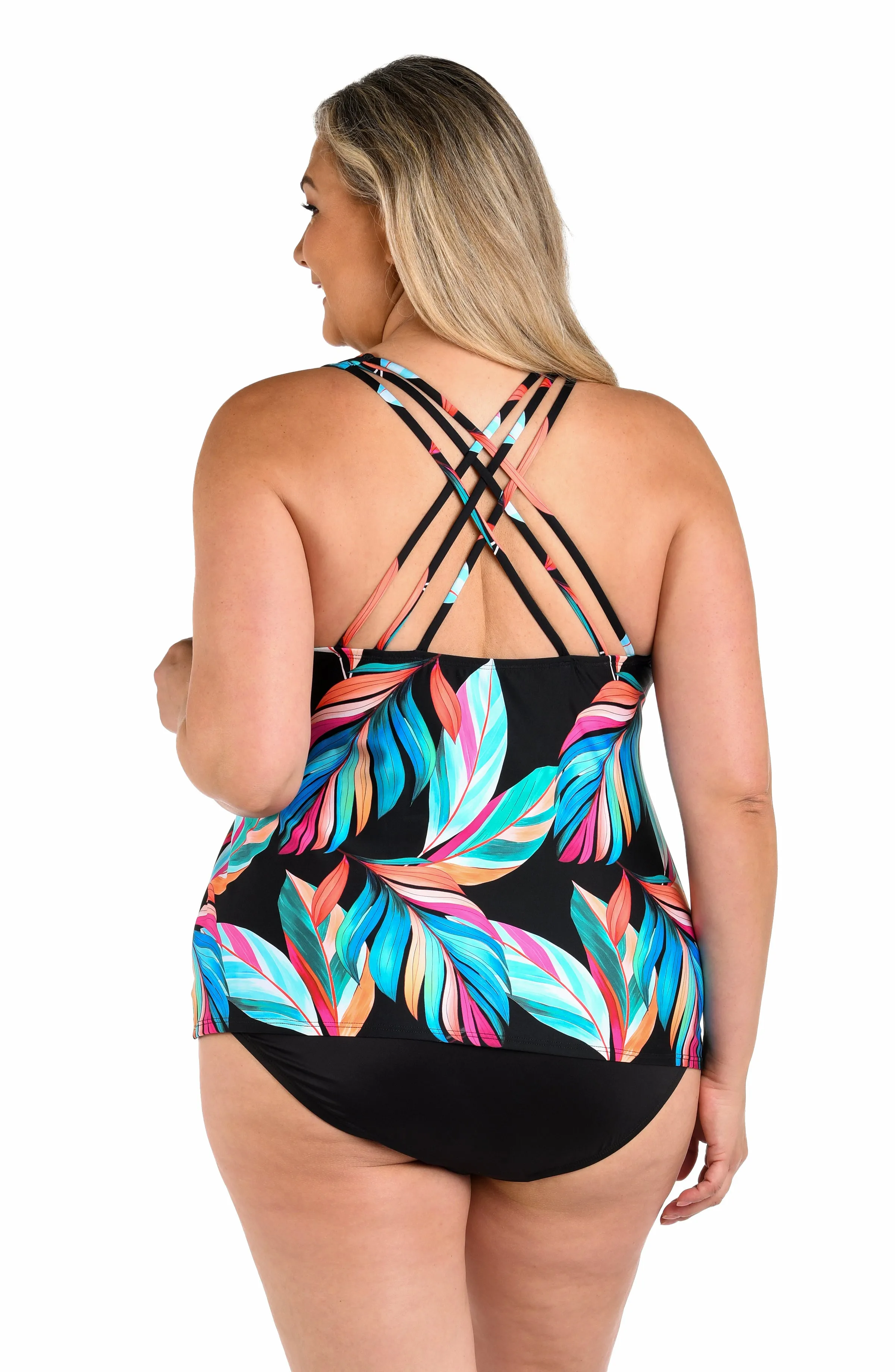 24th & Ocean Moonlit Leaf Underwire Crossback Tankini Top sold by La Blanca product image thumbnail 4