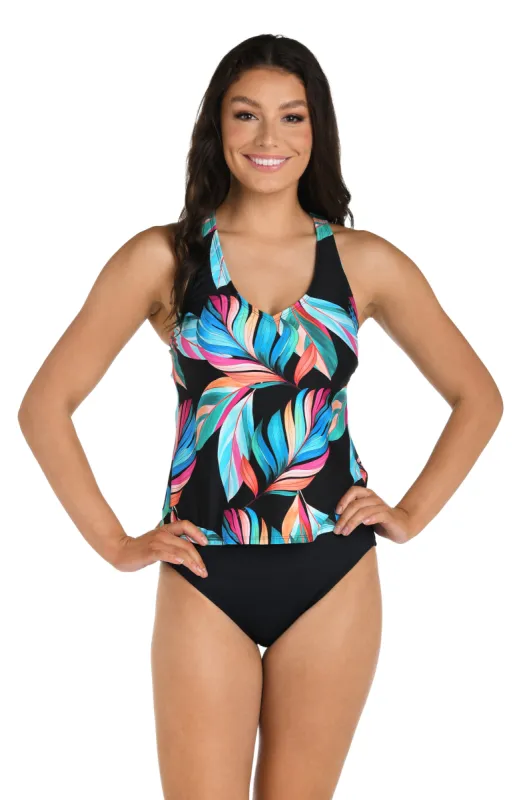 24th & Ocean Moonlit Leaf Underwire Crossback Tankini Top sold by La Blanca