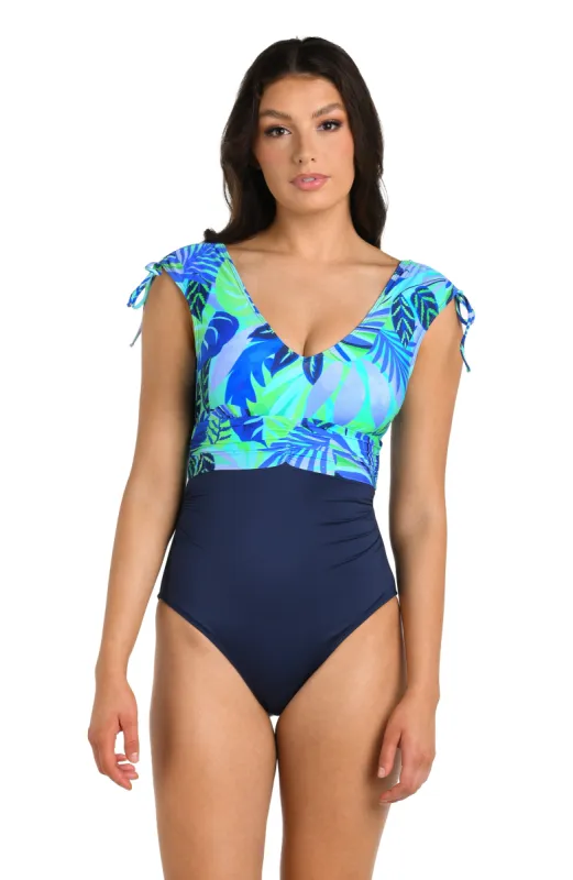 24th & Ocean Aegean Tropics V-Neck One Piece - FINAL SALE sold by La Blanca