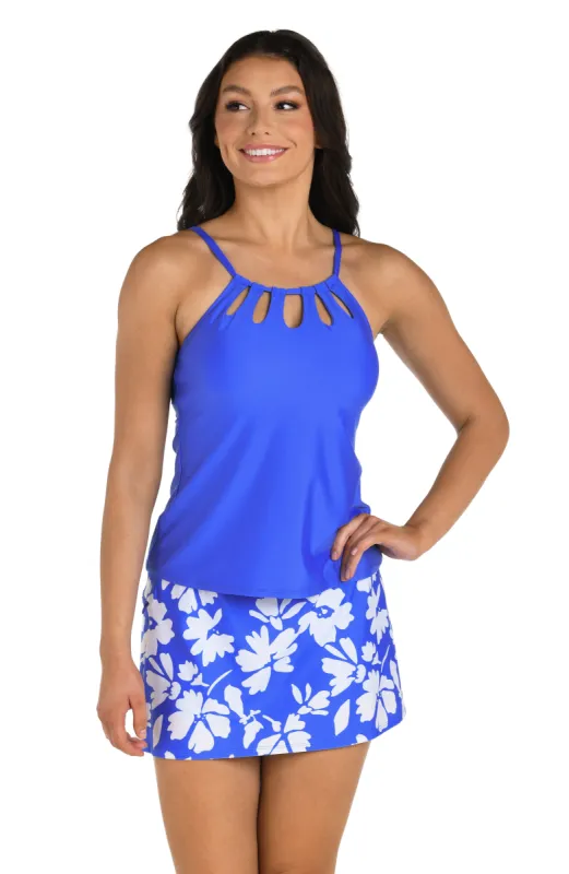 24th & Ocean Solid Underwire Cutout High Neck Tankini Top - FINAL SALE sold by La Blanca