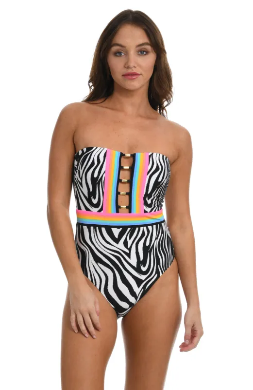 Sunshine 79 Psychedelic Zebra Bandeau One Piece - FINAL SALE sold by La Blanca
