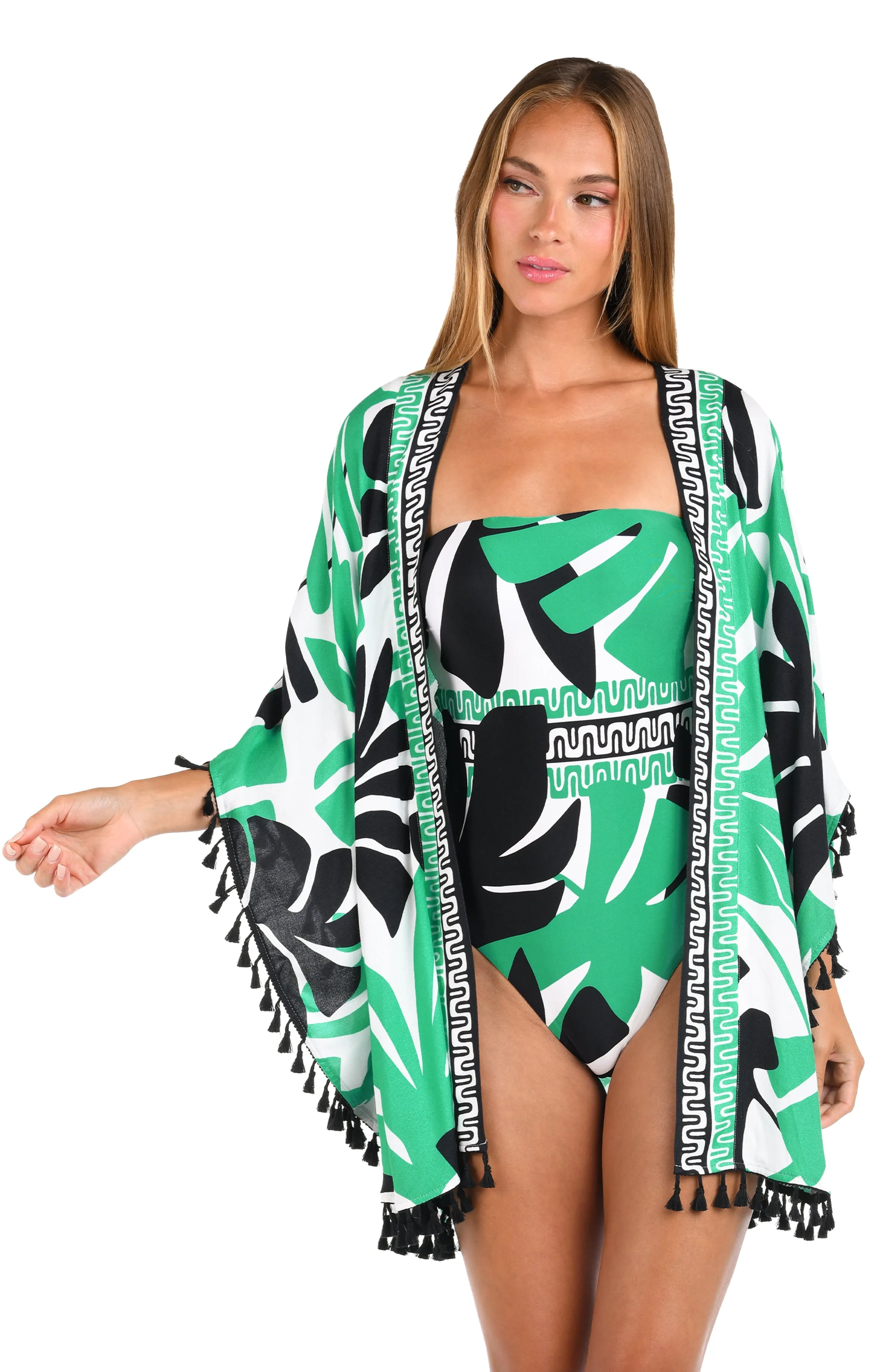 Sunshine 79 Monstera Open Front Kimono - FINAL SALE sold by La Blanca