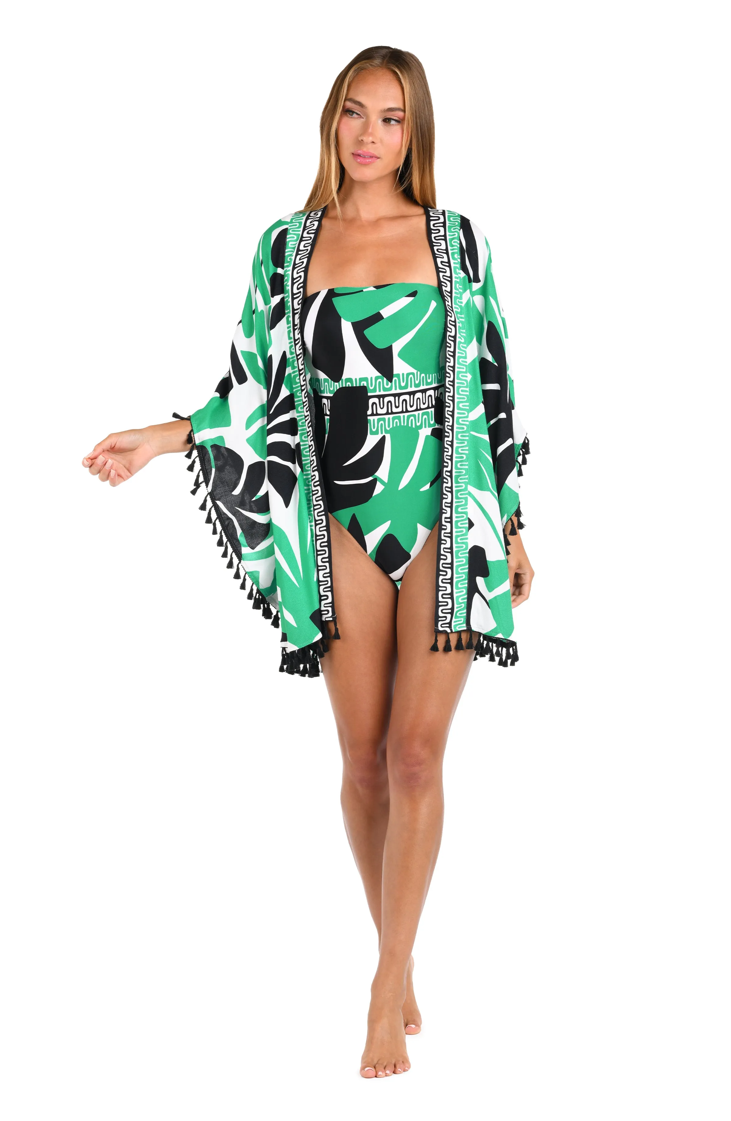 Sunshine 79 Monstera Open Front Kimono - FINAL SALE sold by La Blanca product image thumbnail 4
