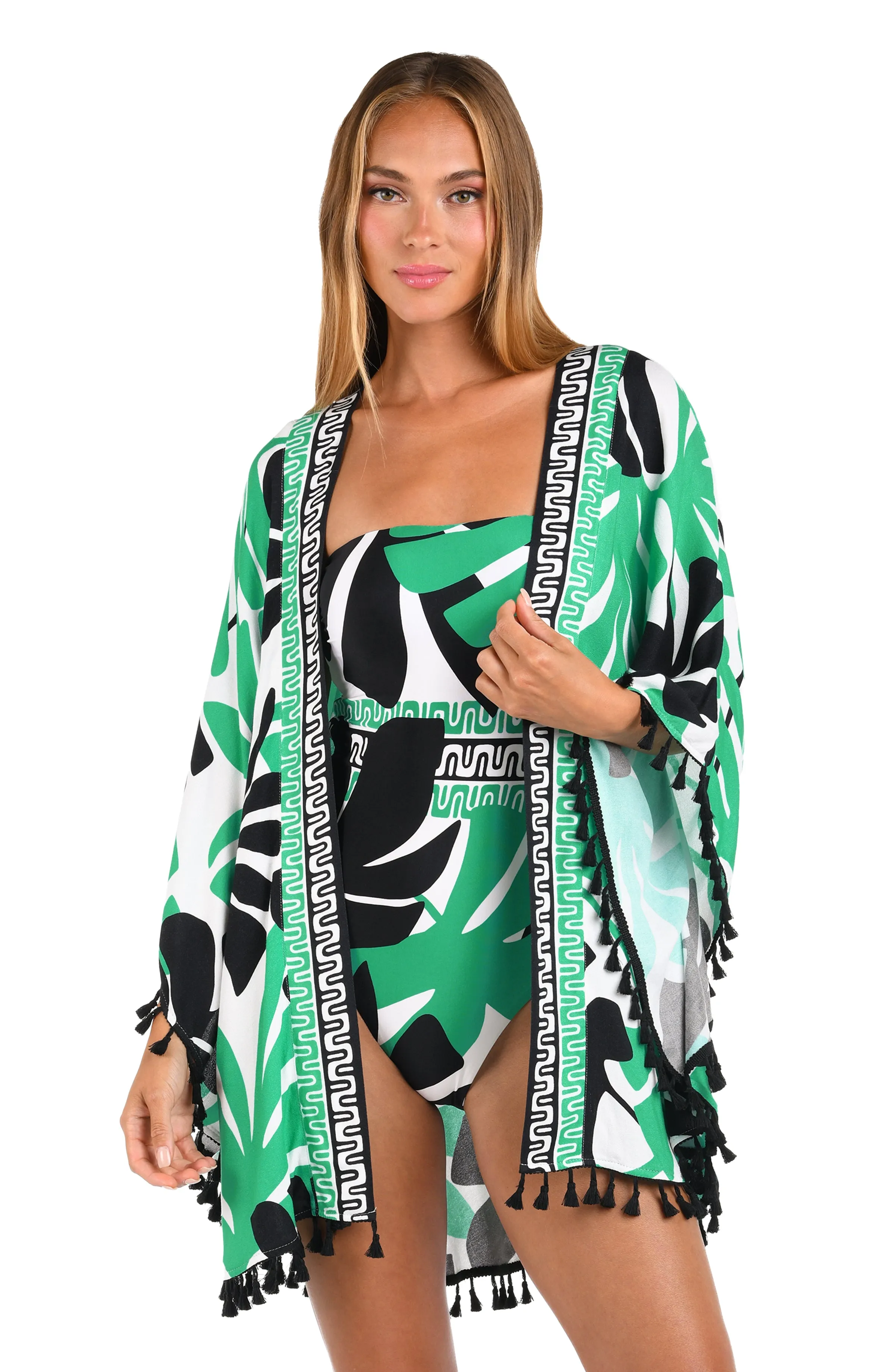 Sunshine 79 Monstera Open Front Kimono - FINAL SALE sold by La Blanca product image thumbnail 3