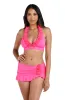 Island Goddess Ruffle Banded Halter Top - Bright Pink sold by La Blanca
