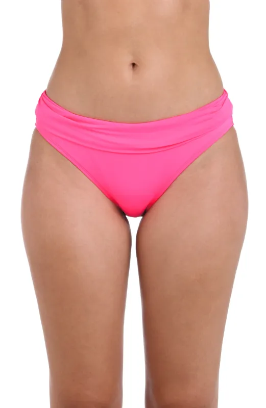 Island Goddess Shirred Band Hipster Bottom - Bright Pink sold by La Blanca
