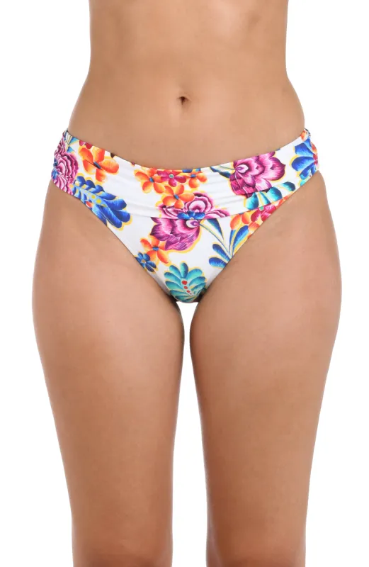 Flor De Paradiso Shirred Band Hipster Bottom - FINAL SALE sold by La Blanca