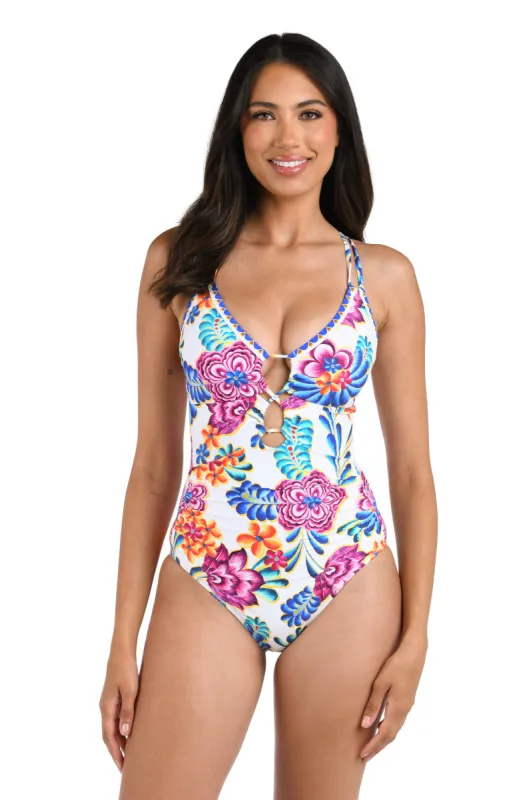 Flor De Paradiso Underwire Lace Up One Piece sold by La Blanca