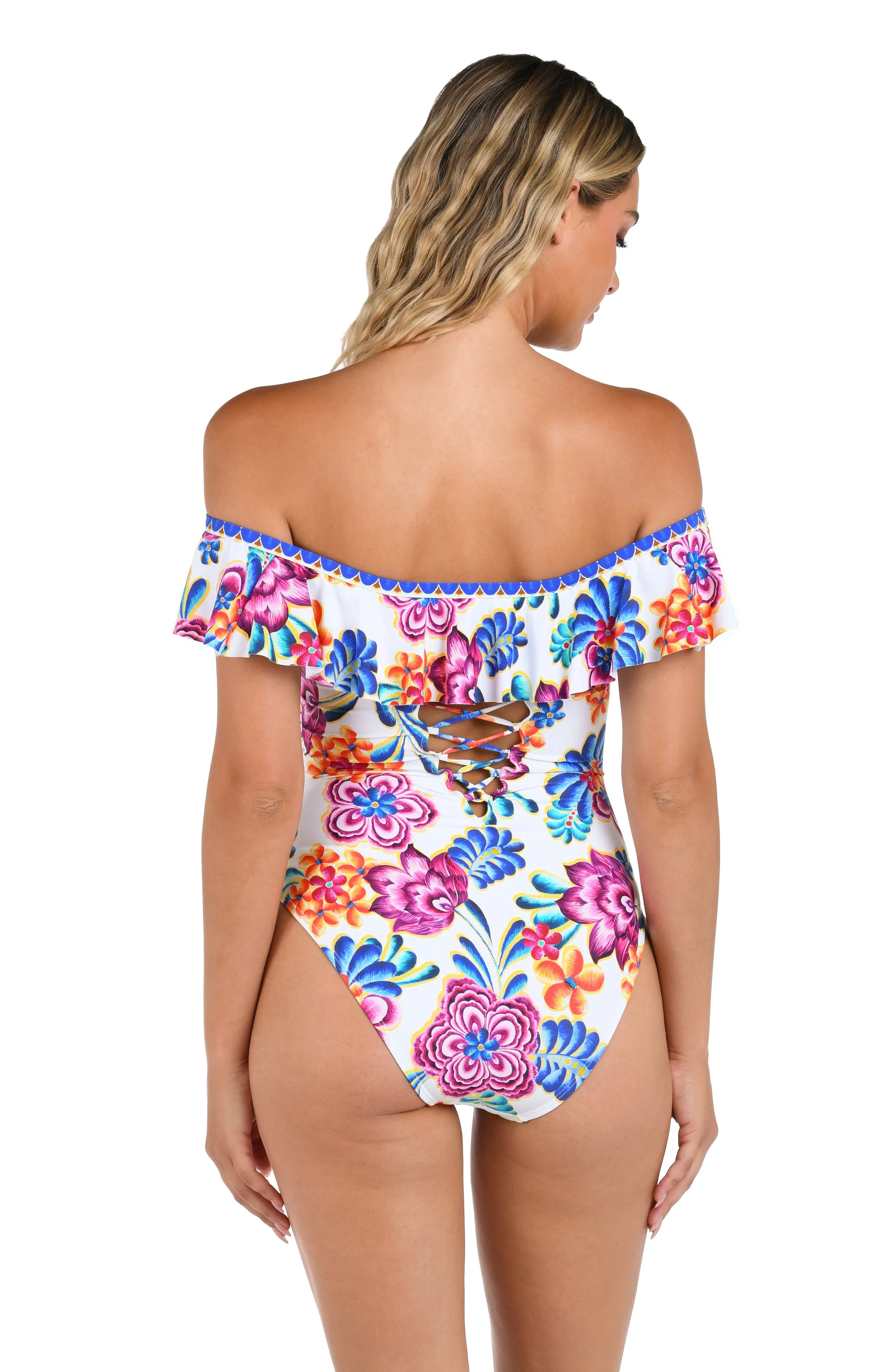 Flor De Paradiso Off Shoulder Ruffle One Piece - FINAL SALE sold by La Blanca product image thumbnail 2