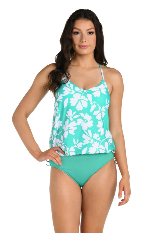 24th & Ocean Marseille Floral Underwire V-Neck Blouson Tankini Top - FINAL SALE sold by La Blanca