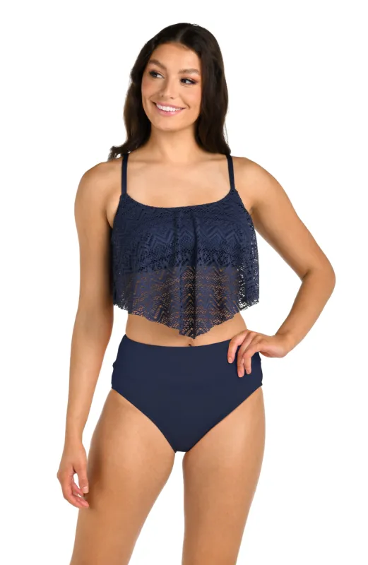 24th & Ocean Cecily Crochet Handkerchief Flounce Midkini Top - FINAL SALE sold by La Blanca