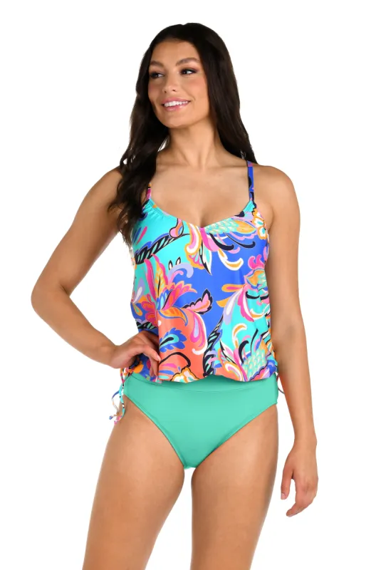 24th & Ocean Prima Paisley Underwire V-Neck Blouson Tankini Top - FINAL SALE sold by La Blanca
