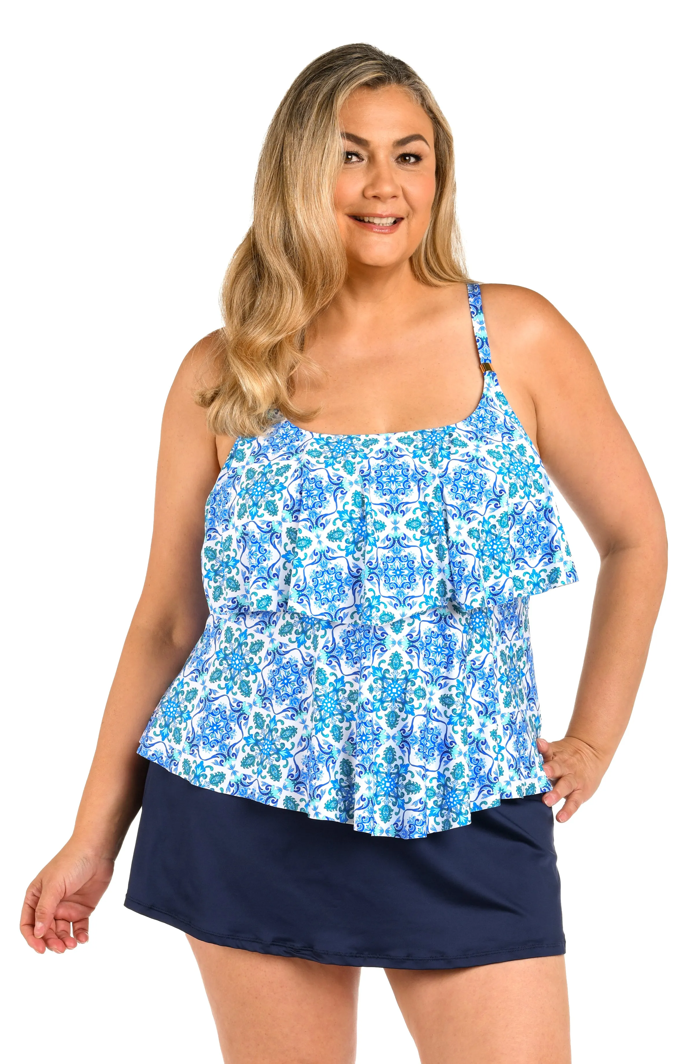24th & Ocean Beachside Tile Two Tiered Tankini Top - FINAL SALE sold by La Blanca product image thumbnail 3