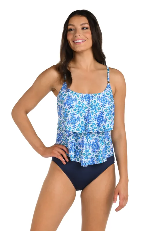 24th & Ocean Beachside Tile Two Tiered Tankini Top - FINAL SALE sold by La Blanca