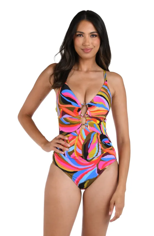 Tropic Waves Underwire Lace Up One Piece - FINAL SALE sold by La Blanca