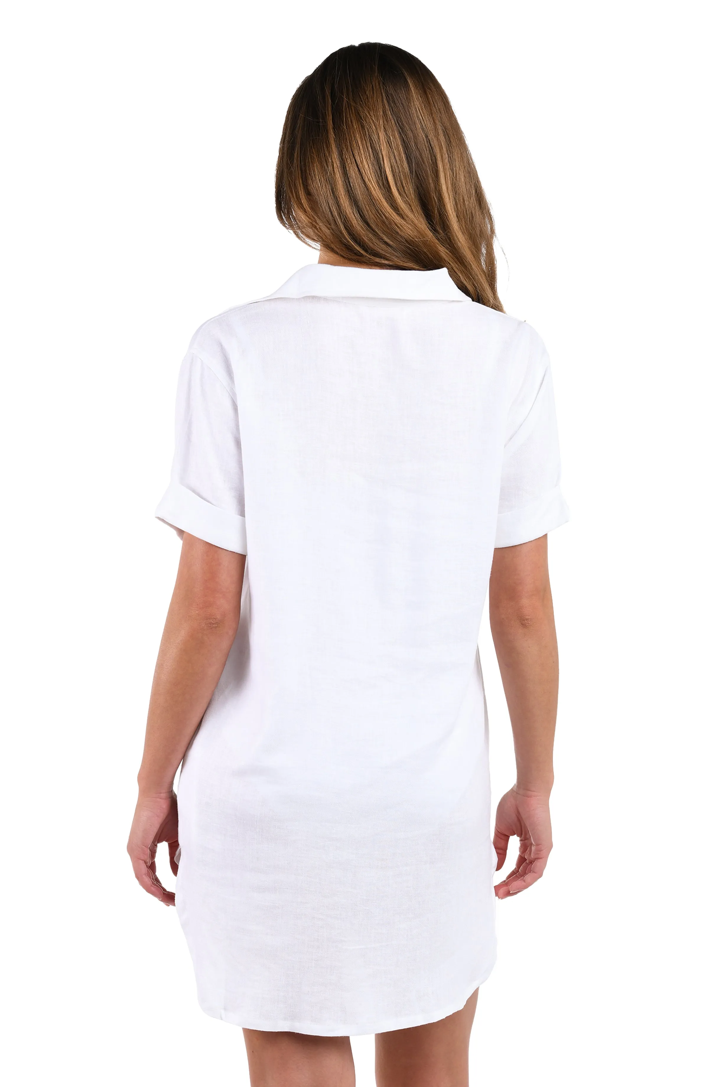 Delphine Coast Button Up Cover Up Dress - White sold by La Blanca product image thumbnail 2