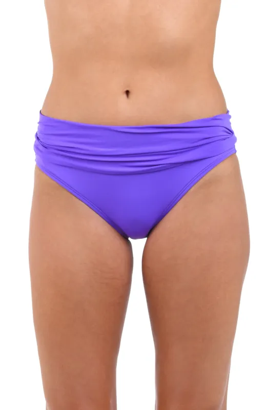 Island Goddess Shirred Band Hipster Bottom - Ultraviolet sold by La Blanca