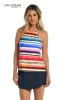 24th & Ocean Sunset Stripe Underwire High Neck Tankini Top sold by La Blanca