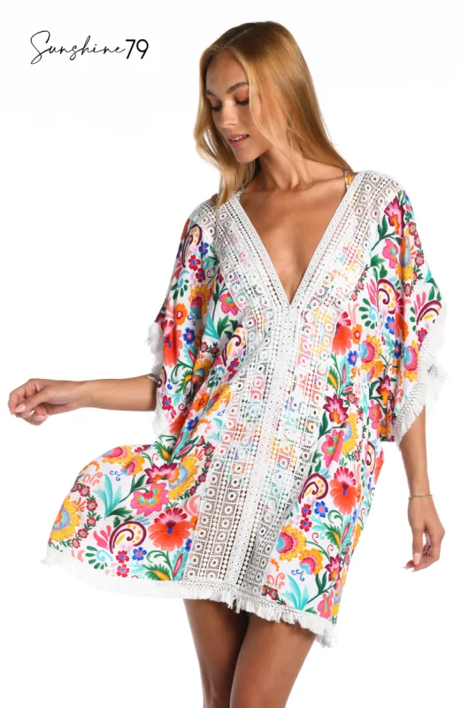 Sunshine 79 Bonita Floral V-Neck Caftan made by La Blanca
