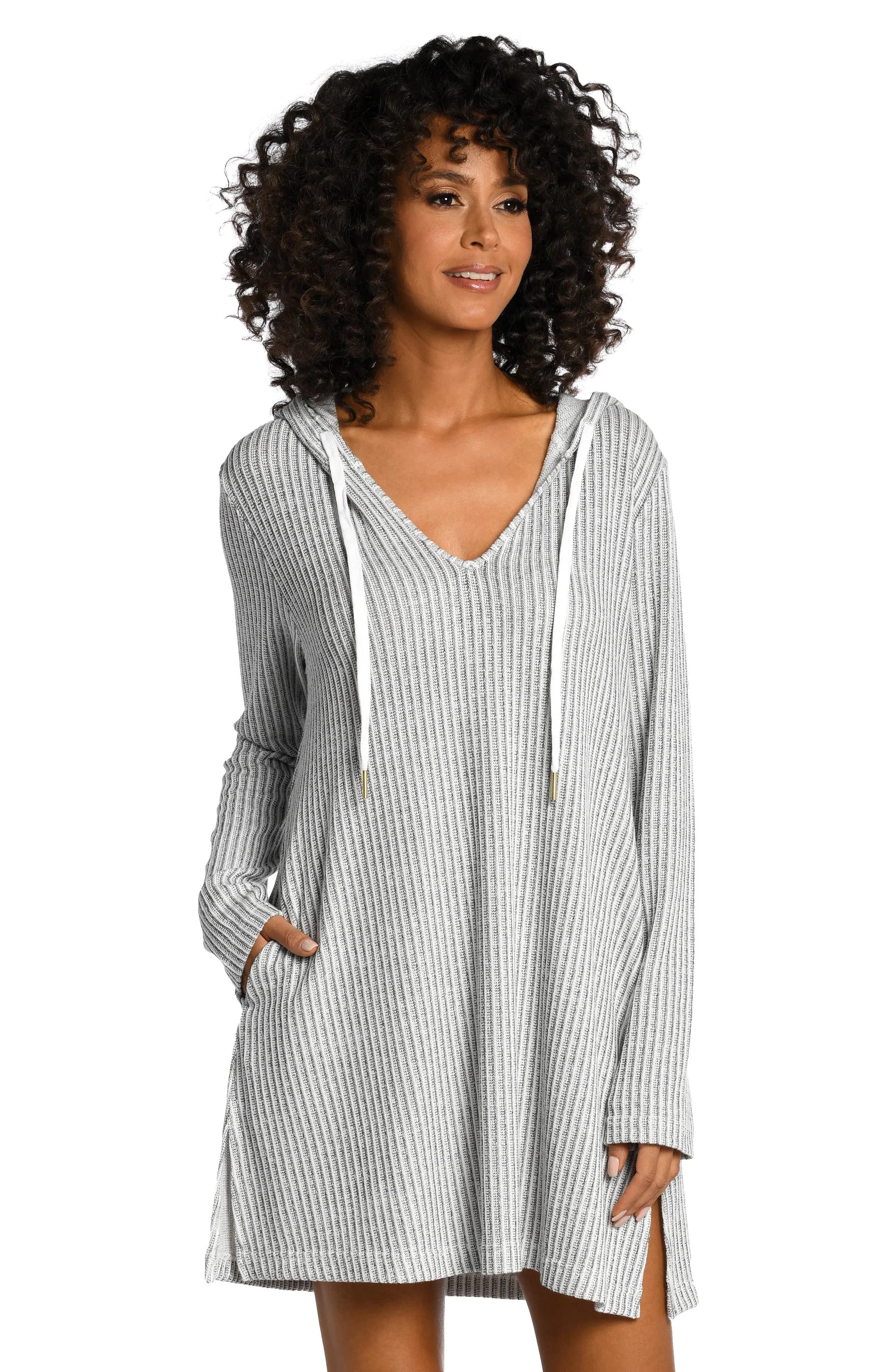 Breezy Stripe Sweater Cover Up Tunic sold by La Blanca
