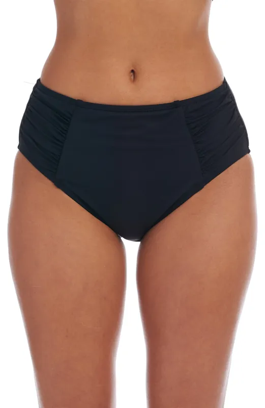 Island Goddess Side Shirred High Waist Bottom - Black sold by La Blanca